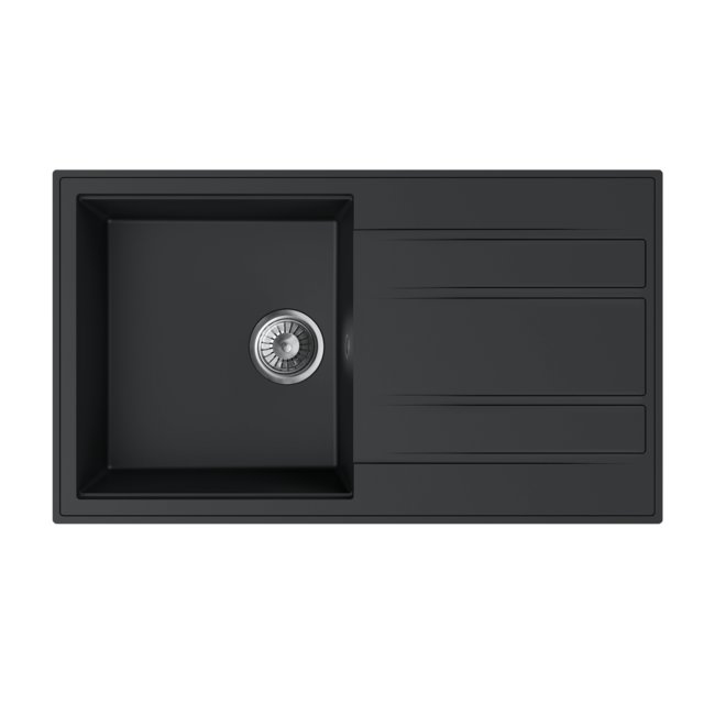 Granite sink 1 bowl with long drainer - finishing Black